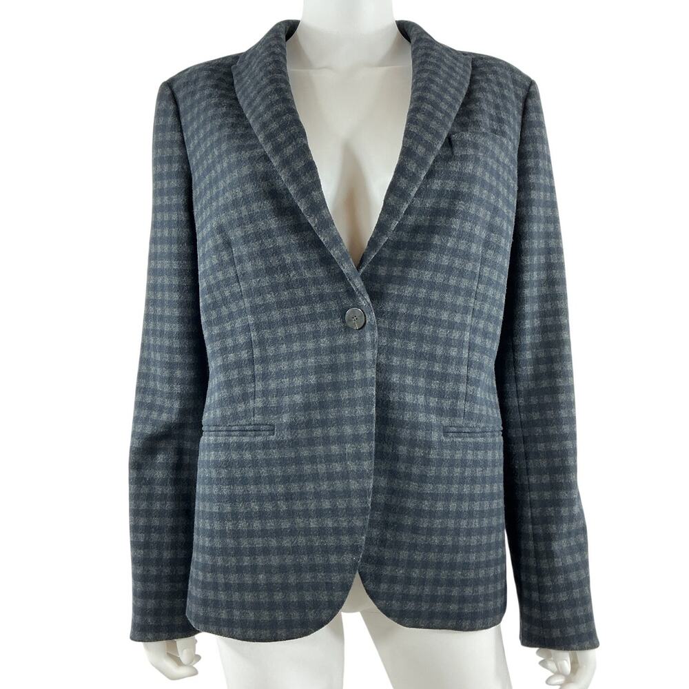 Theory Gingham Grey Staple Blazer Size 6